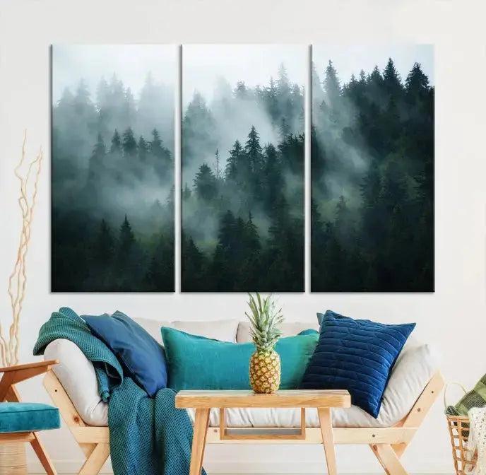 Wild Misty Forest Foggy Landscape Giclee Canvas Extra Large Wall Art Print