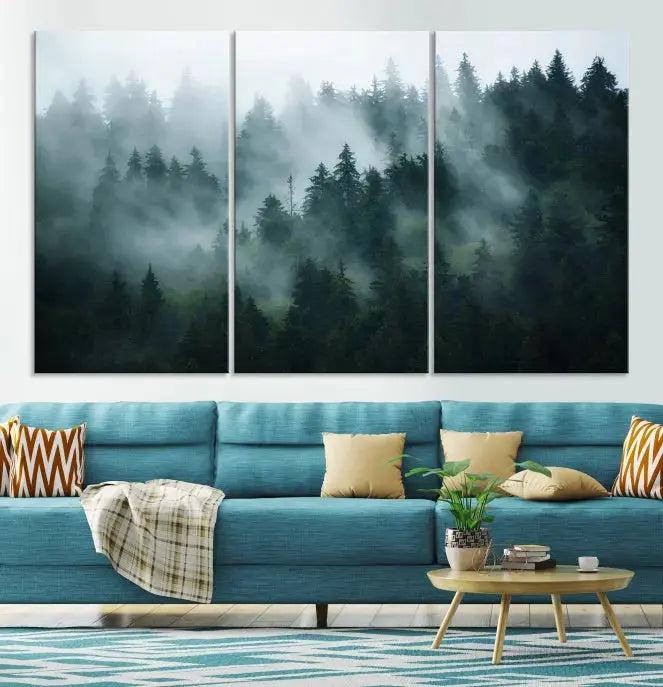 Wild Misty Forest Foggy Landscape Giclee Canvas Extra Large Wall Art Print