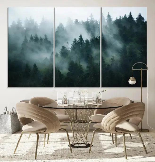 Wild Misty Forest Foggy Landscape Giclee Canvas Extra Large Wall Art Print