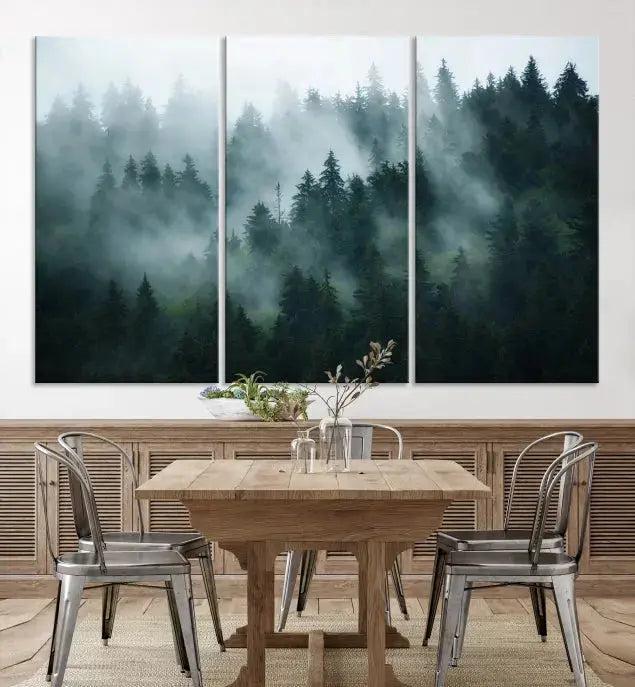 Wild Misty Forest Foggy Landscape Giclee Canvas Extra Large Wall Art Print