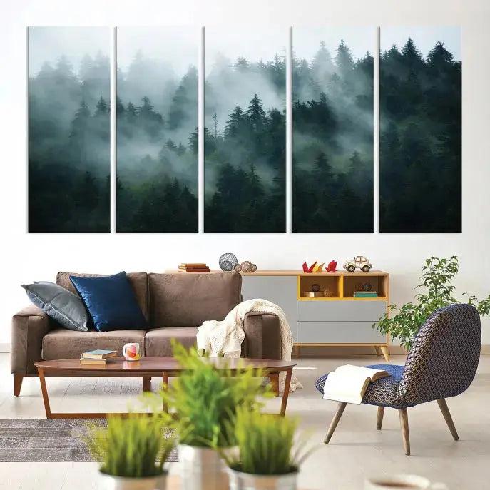 Wild Misty Forest Foggy Landscape Giclee Canvas Extra Large Wall Art Print