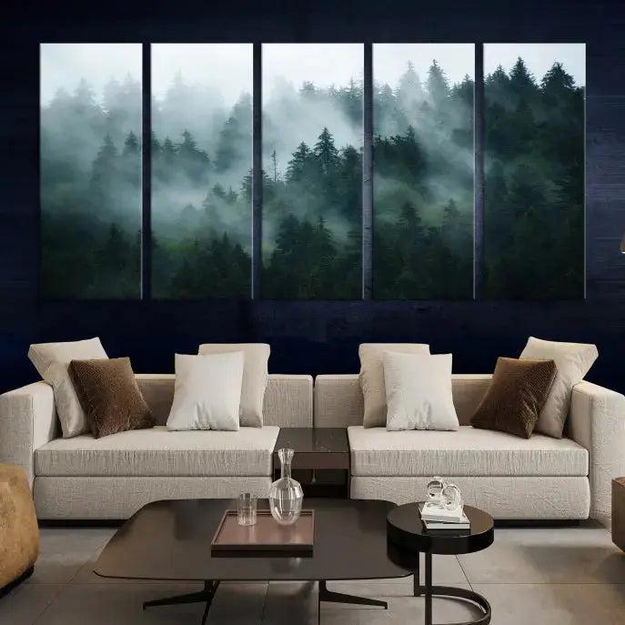 Wild Misty Forest Foggy Landscape Giclee Canvas Extra Large Wall Art Print