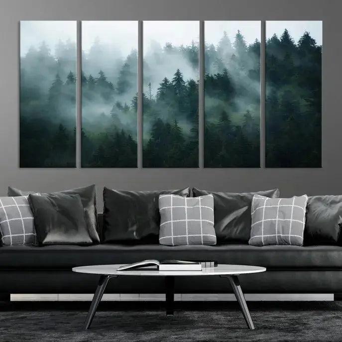 Wild Misty Forest Foggy Landscape Giclee Canvas Extra Large Wall Art Print