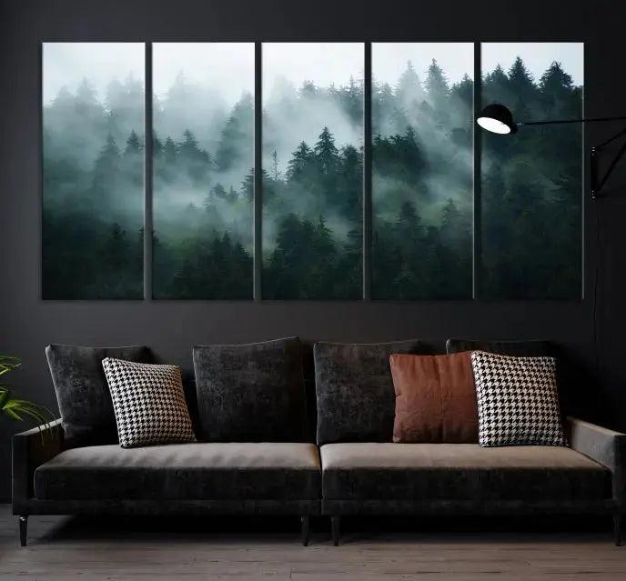 Wild Misty Forest Foggy Landscape Giclee Canvas Extra Large Wall Art Print