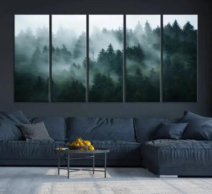 Wild Misty Forest Foggy Landscape Giclee Canvas Extra Large Wall Art Print