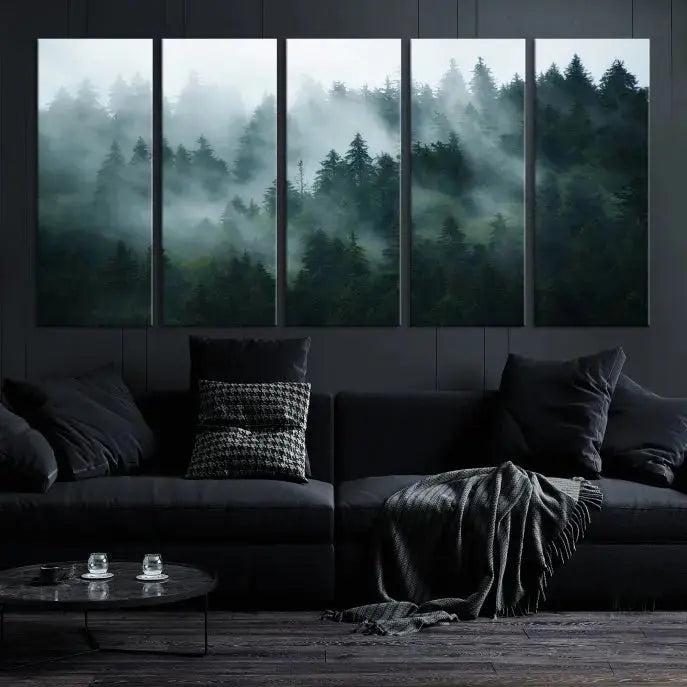 Wild Misty Forest Foggy Landscape Giclee Canvas Extra Large Wall Art Print