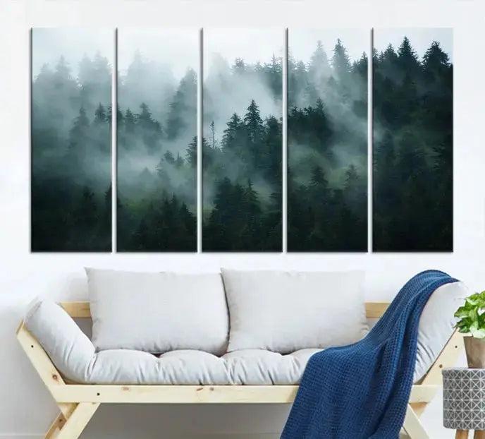 Wild Misty Forest Foggy Landscape Giclee Canvas Extra Large Wall Art Print