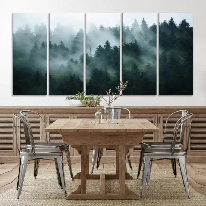 Wild Misty Forest Foggy Landscape Giclee Canvas Extra Large Wall Art Print