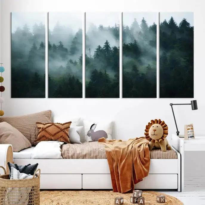 Wild Misty Forest Foggy Landscape Giclee Canvas Extra Large Wall Art Print