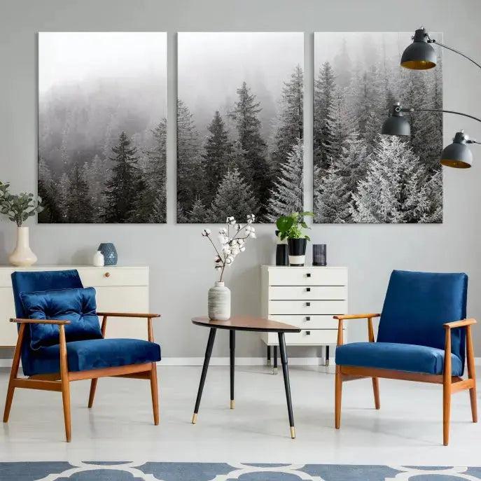 Winter Forest Tree Wall Art Snowy Landscape Picture Canvas Print