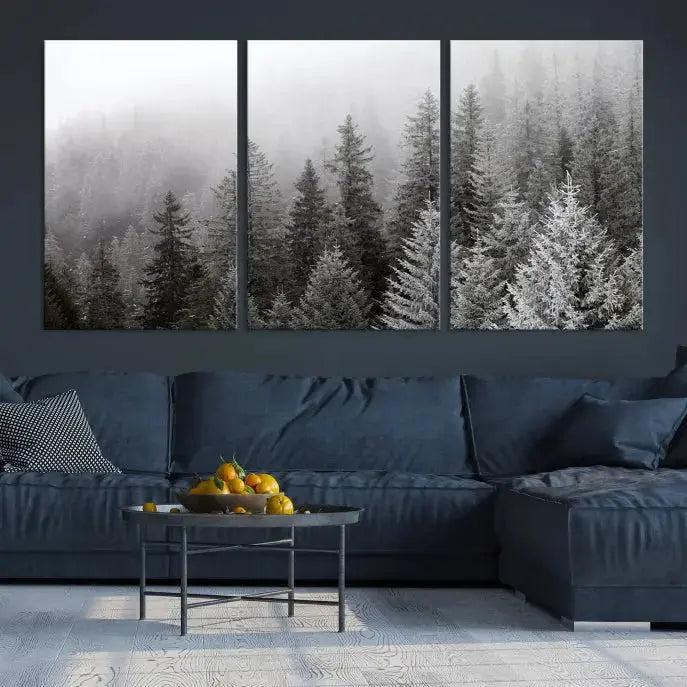 Winter Forest Tree Wall Art Snowy Landscape Picture Canvas Print