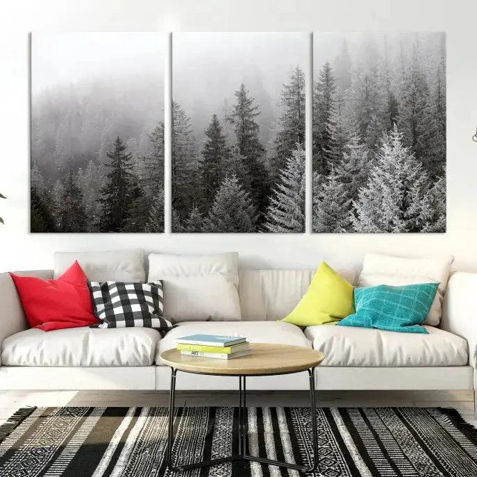 Winter Forest Tree Wall Art Snowy Landscape Picture Canvas Print