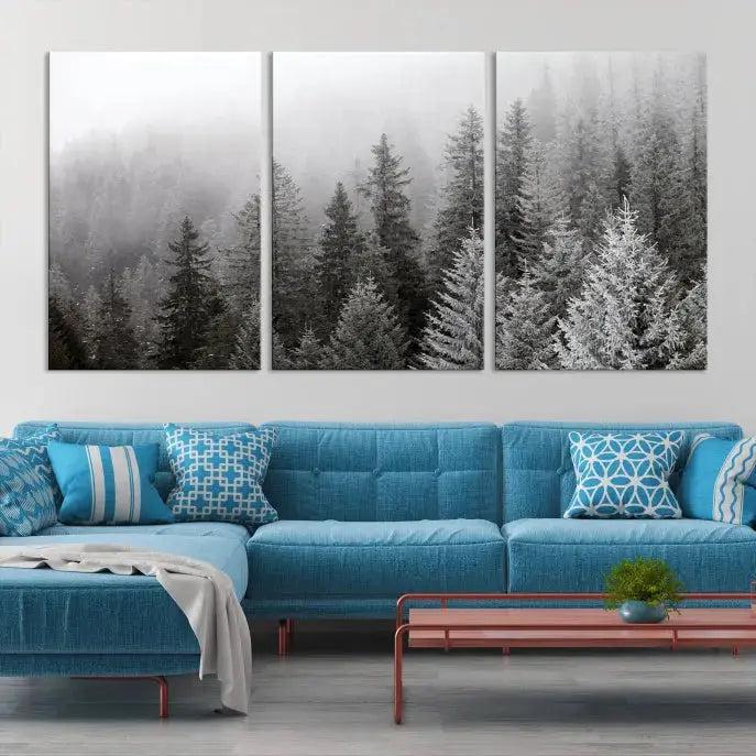 Winter Forest Tree Wall Art Snowy Landscape Picture Canvas Print