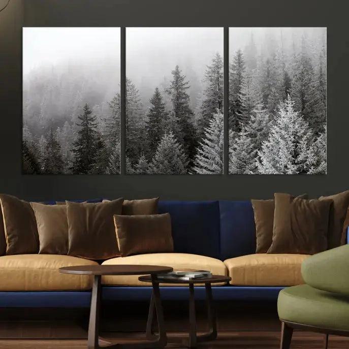 Winter Forest Tree Wall Art Snowy Landscape Picture Canvas Print