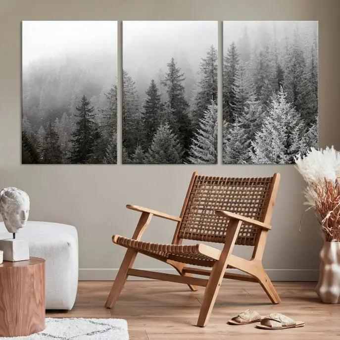 Winter Forest Tree Wall Art Snowy Landscape Picture Canvas Print