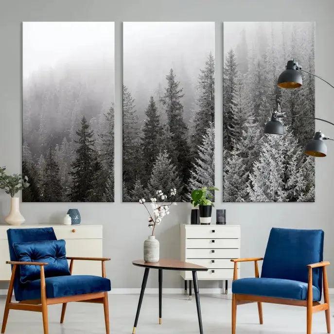 Winter Forest Tree Wall Art Snowy Landscape Picture Canvas Print