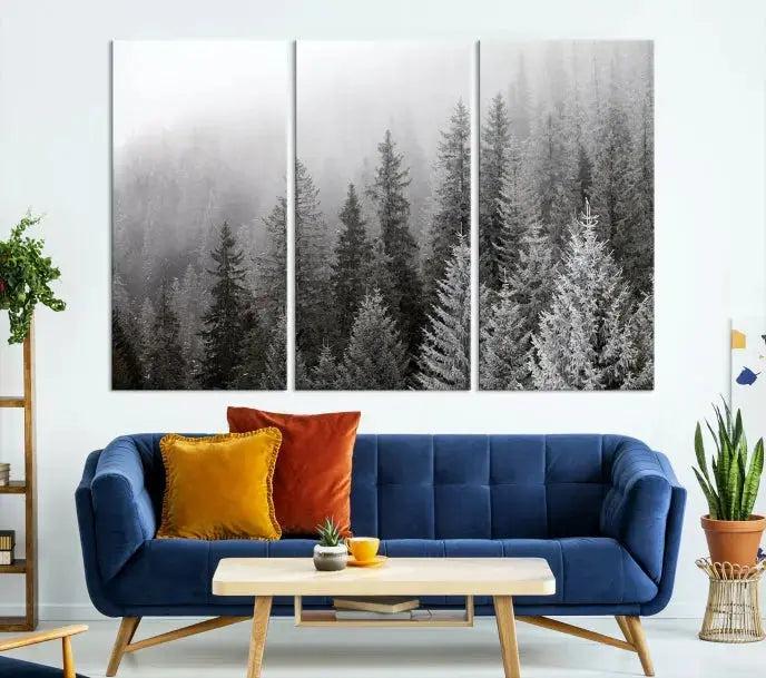 Winter Forest Tree Wall Art Snowy Landscape Picture Canvas Print