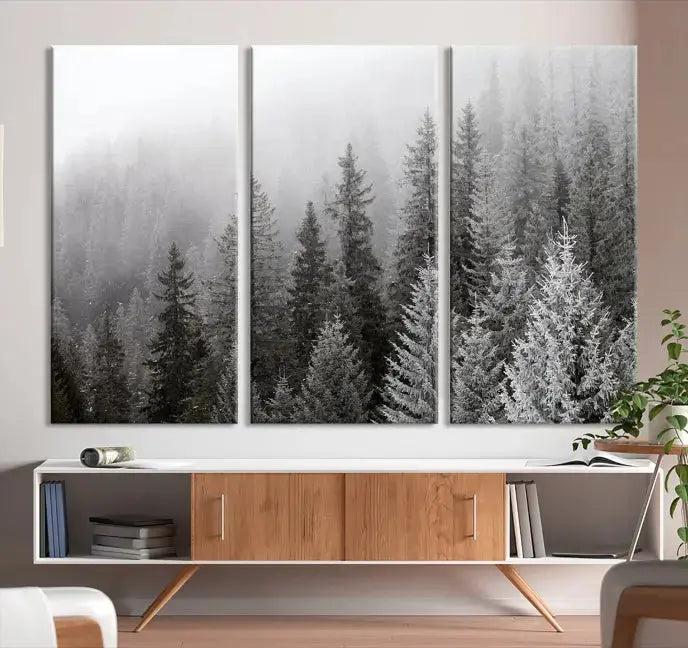 Winter Forest Tree Wall Art Snowy Landscape Picture Canvas Print