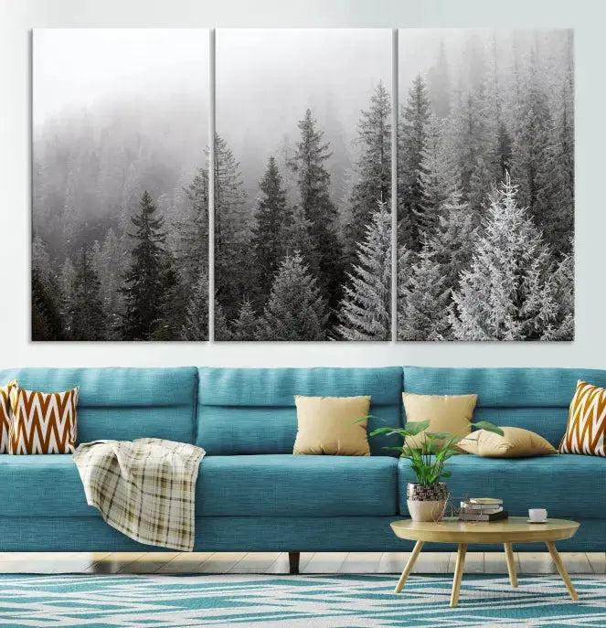 Winter Forest Tree Wall Art Snowy Landscape Picture Canvas Print