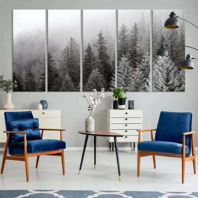 Winter Forest Tree Wall Art Snowy Landscape Picture Canvas Print