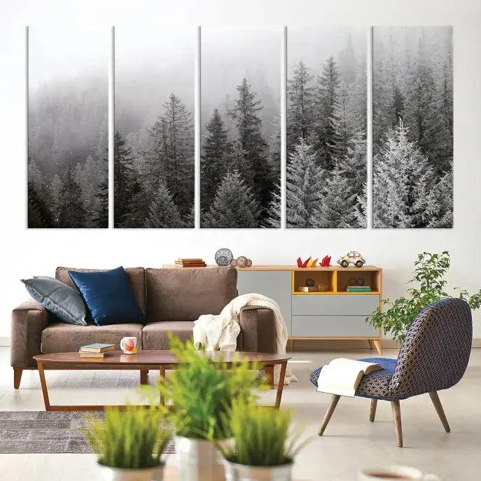 Winter Forest Tree Wall Art Snowy Landscape Picture Canvas Print