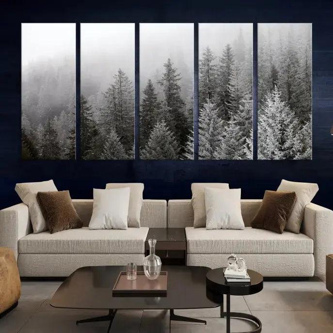 Winter Forest Tree Wall Art Snowy Landscape Picture Canvas Print