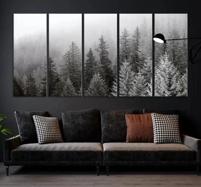 Winter Forest Tree Wall Art Snowy Landscape Picture Canvas Print