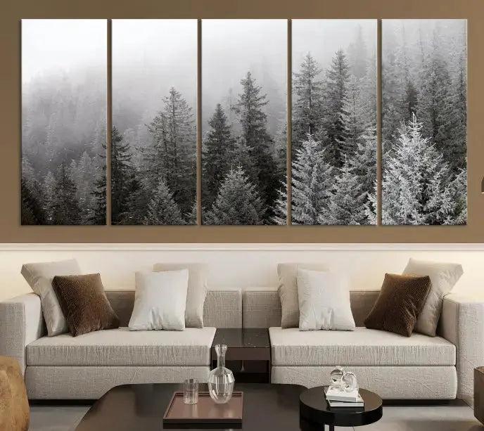 Winter Forest Tree Wall Art Snowy Landscape Picture Canvas Print