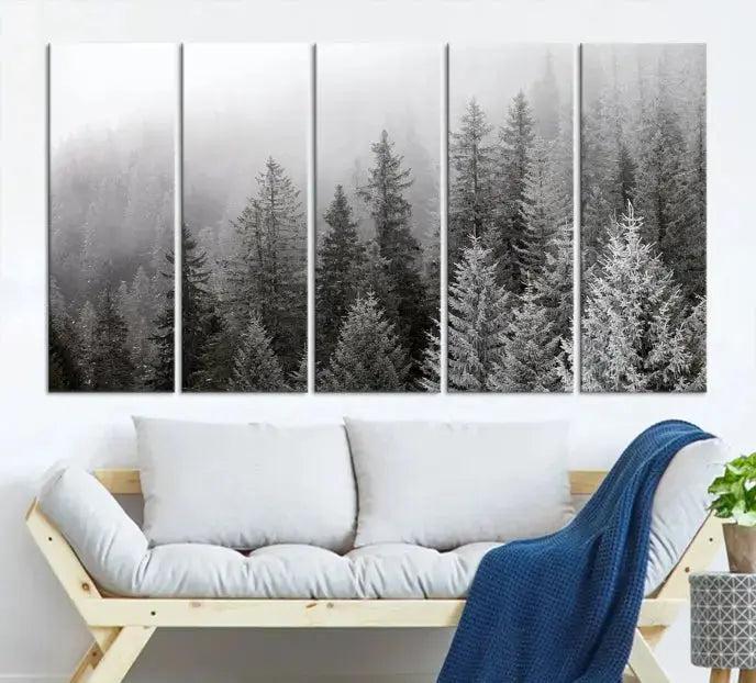 Winter Forest Tree Wall Art Snowy Landscape Picture Canvas Print