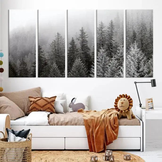 Winter Forest Tree Wall Art Snowy Landscape Picture Canvas Print