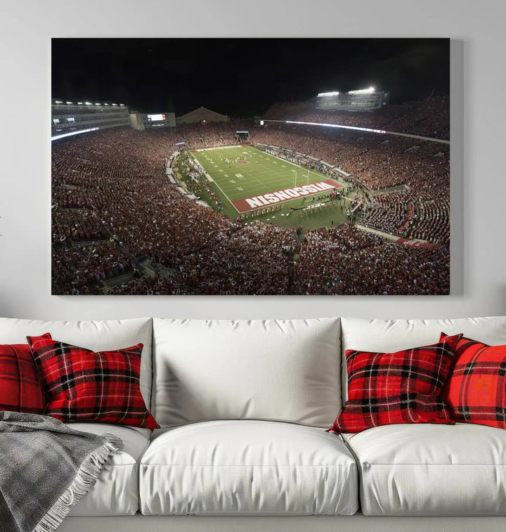 Wisconsin Badgers Football Team Print - Madison Camp Randall Stadium Wall Art Canvas Print