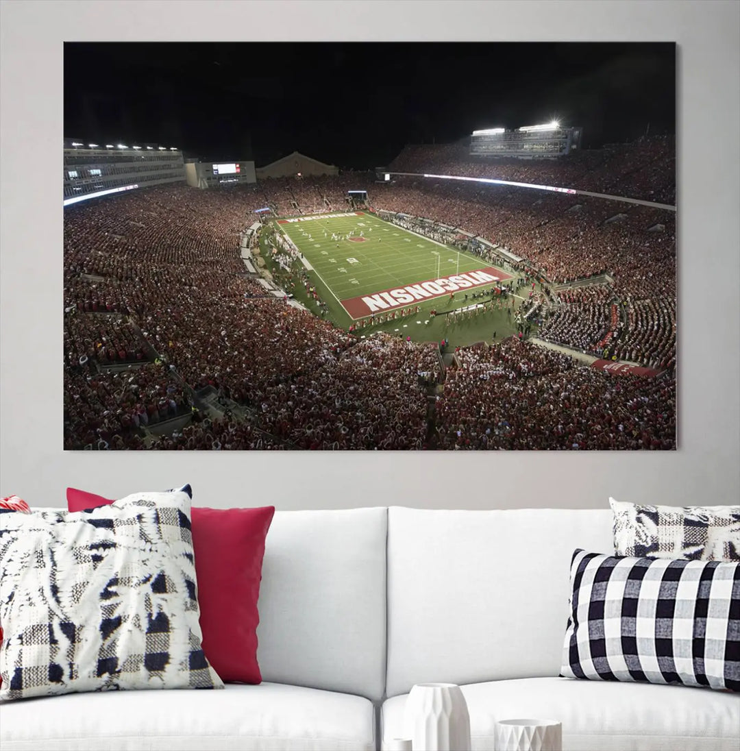 Wisconsin Badgers Football Team Print - Madison Camp Randall Stadium Wall Art Canvas Print