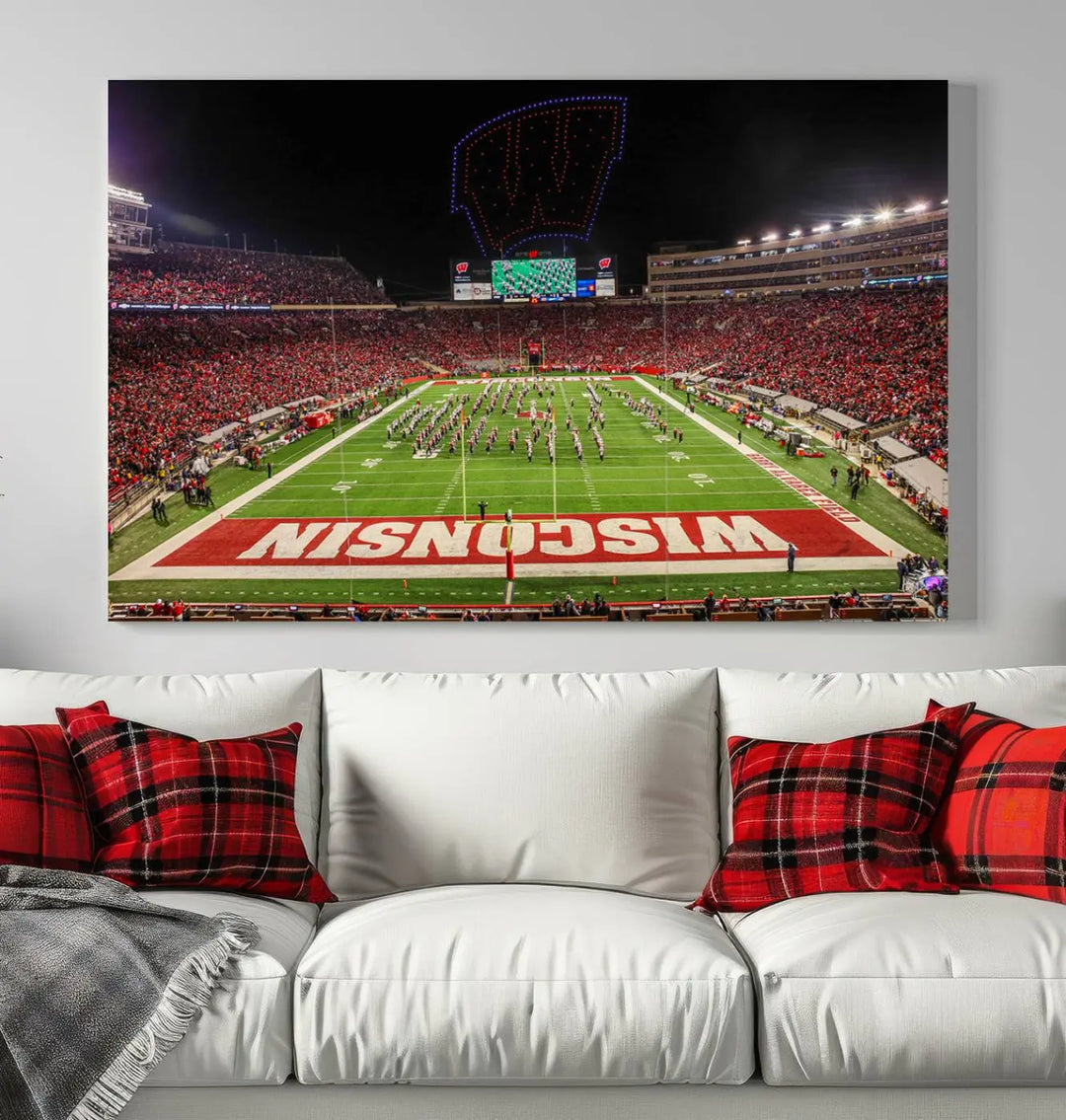 Wisconsin Badgers Football Team Print - Madison Camp Randall Stadium Wall Art Canvas Print