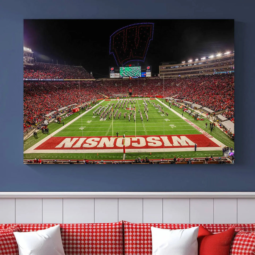 Wisconsin Badgers Football Team Print - Madison Camp Randall Stadium Wall Art Canvas Print