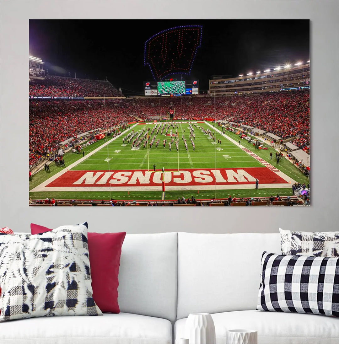 Wisconsin Badgers Football Team Print - Madison Camp Randall Stadium Wall Art Canvas Print