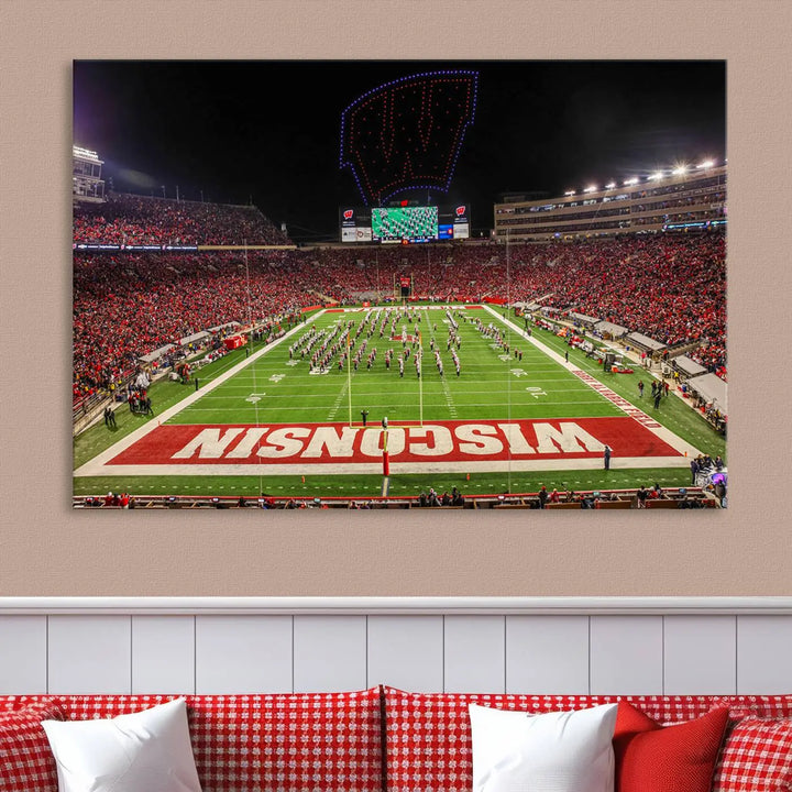 Wisconsin Badgers Football Team Print - Madison Camp Randall Stadium Wall Art Canvas Print