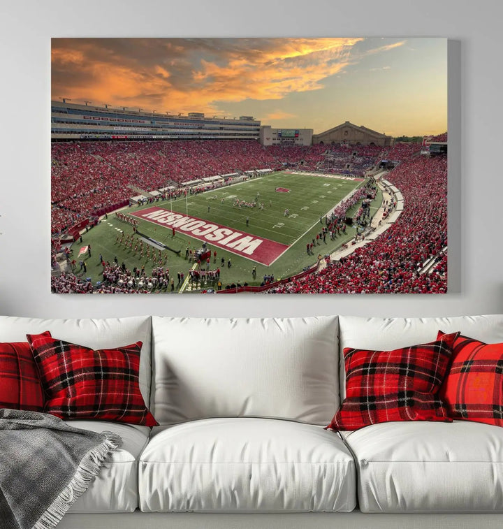 Wisconsin Badgers Football Team Print - Madison Camp Randall Stadium Wall Art Canvas Print