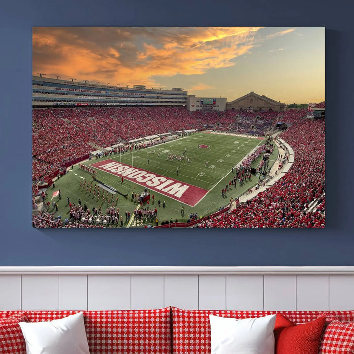 Wisconsin Badgers Football Team Print - Madison Camp Randall Stadium Wall Art Canvas Print