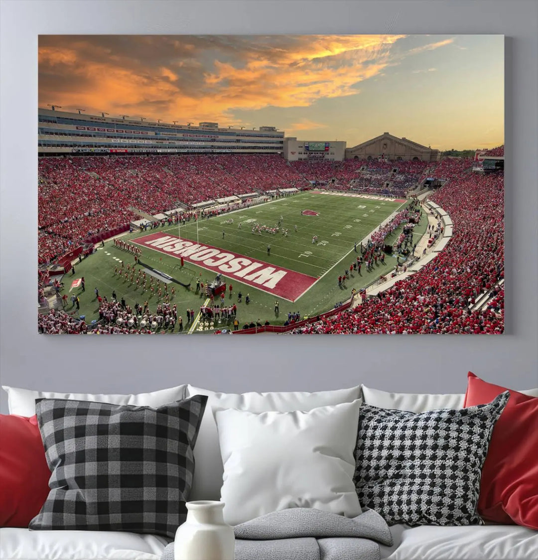 Wisconsin Badgers Football Team Print - Madison Camp Randall Stadium Wall Art Canvas Print