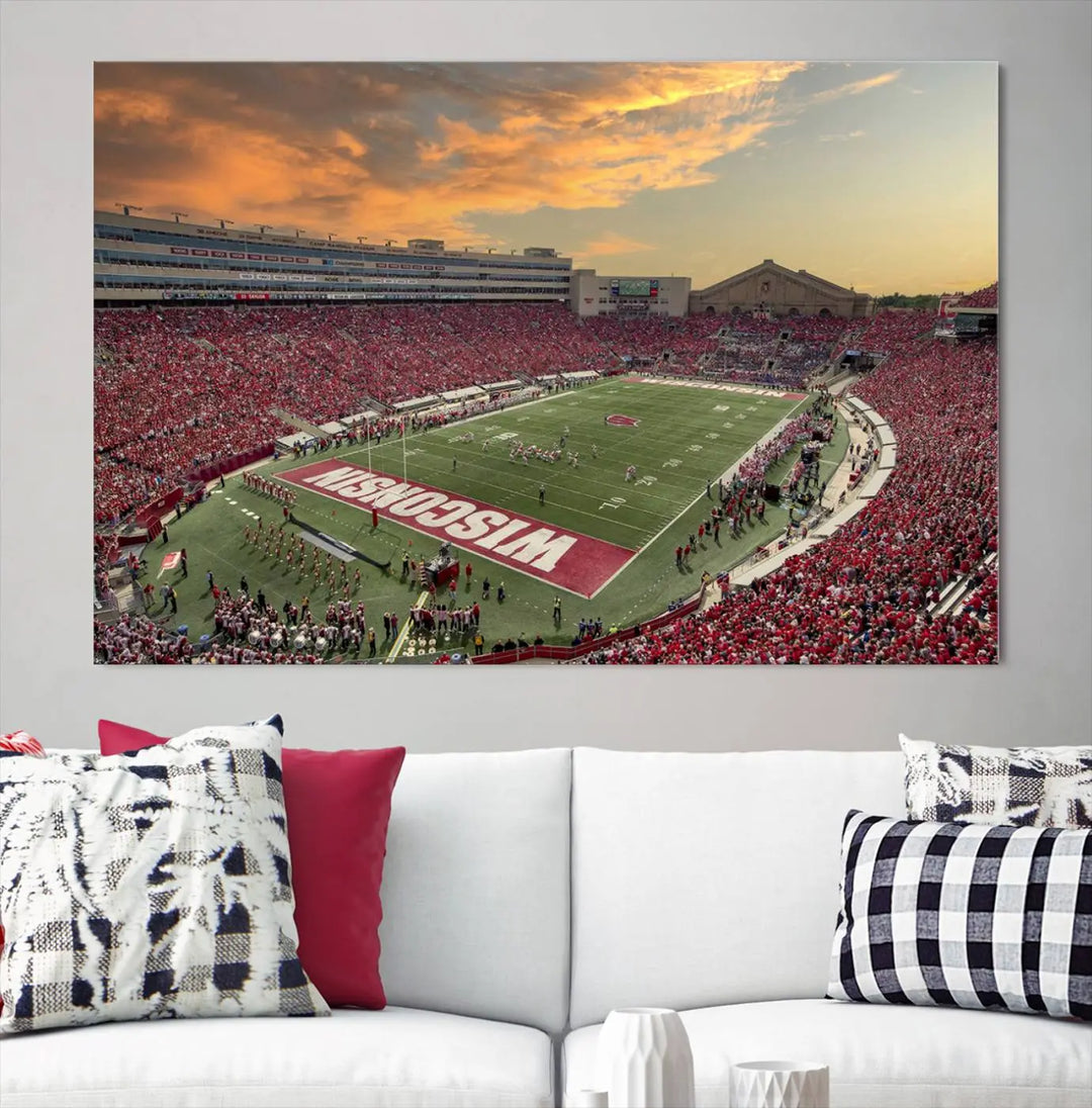 Wisconsin Badgers Football Team Print - Madison Camp Randall Stadium Wall Art Canvas Print