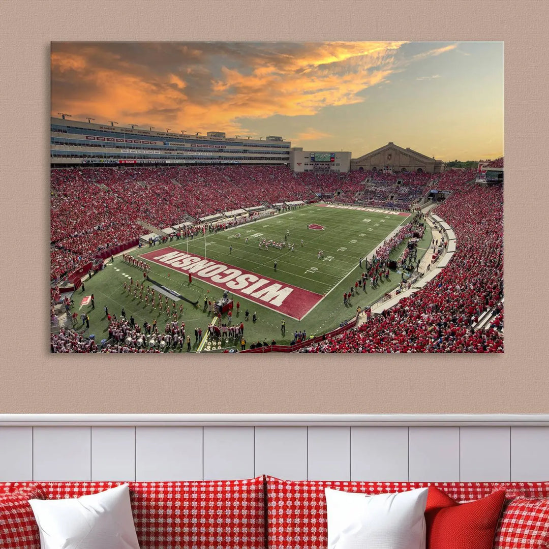 Wisconsin Badgers Football Team Print - Madison Camp Randall Stadium Wall Art Canvas Print