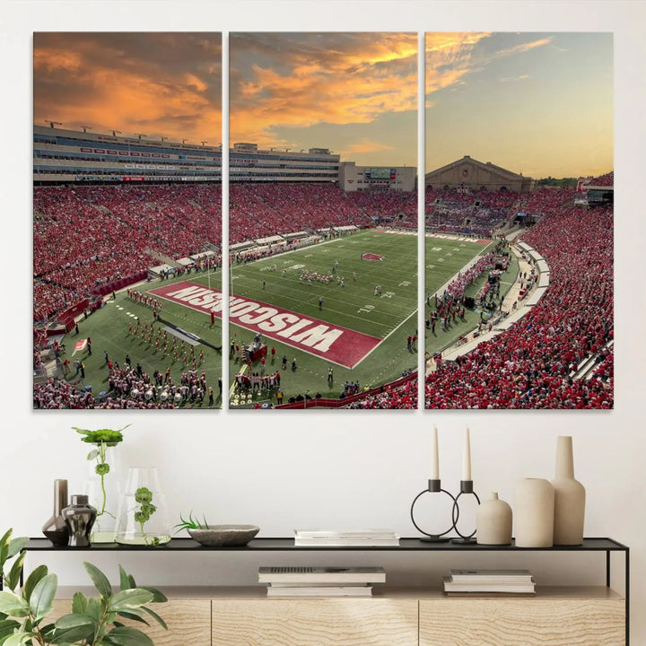 Wisconsin Badgers Football Team Print - Madison Camp Randall Stadium Wall Art Canvas Print