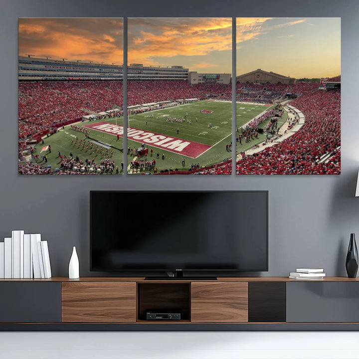 Wisconsin Badgers Football Team Print - Madison Camp Randall Stadium Wall Art Canvas Print