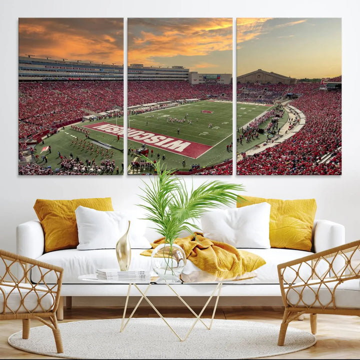 Wisconsin Badgers Football Team Print - Madison Camp Randall Stadium Wall Art Canvas Print