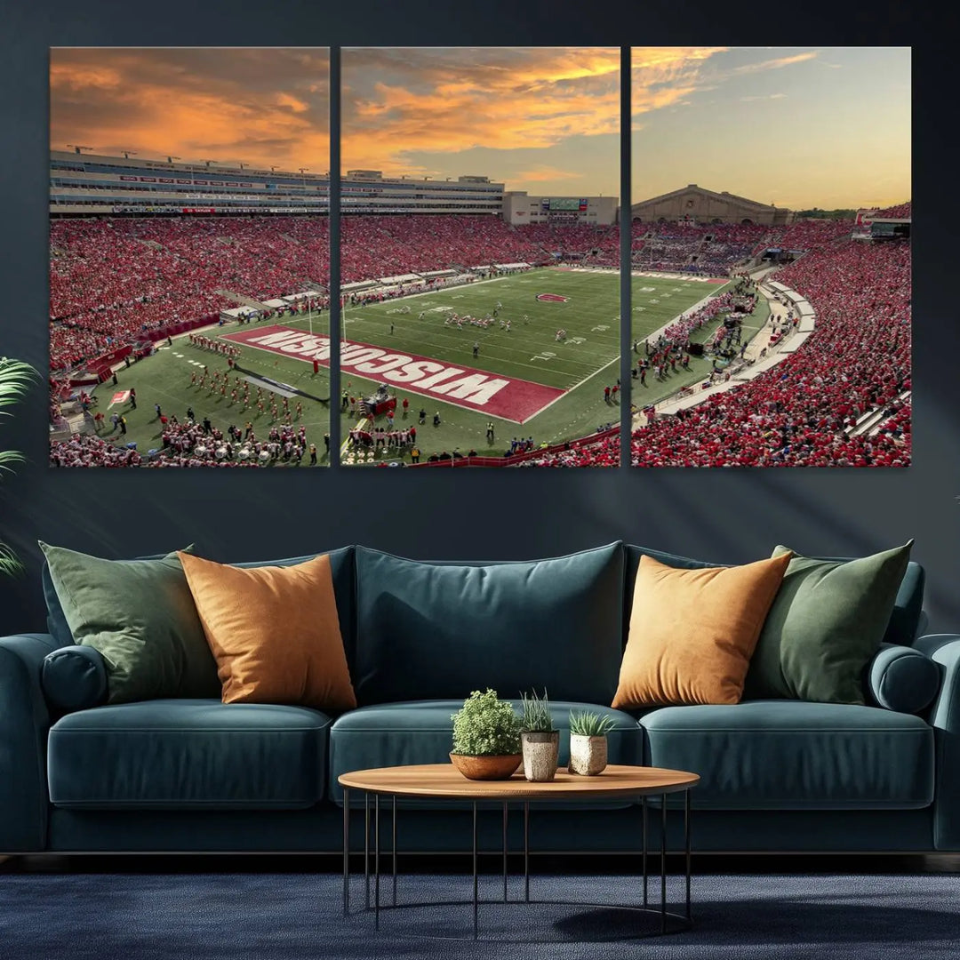 Wisconsin Badgers Football Team Print - Madison Camp Randall Stadium Wall Art Canvas Print