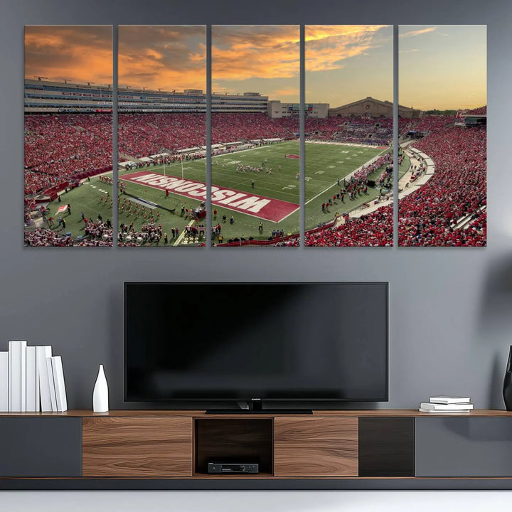 Wisconsin Badgers Football Team Print - Madison Camp Randall Stadium Wall Art Canvas Print