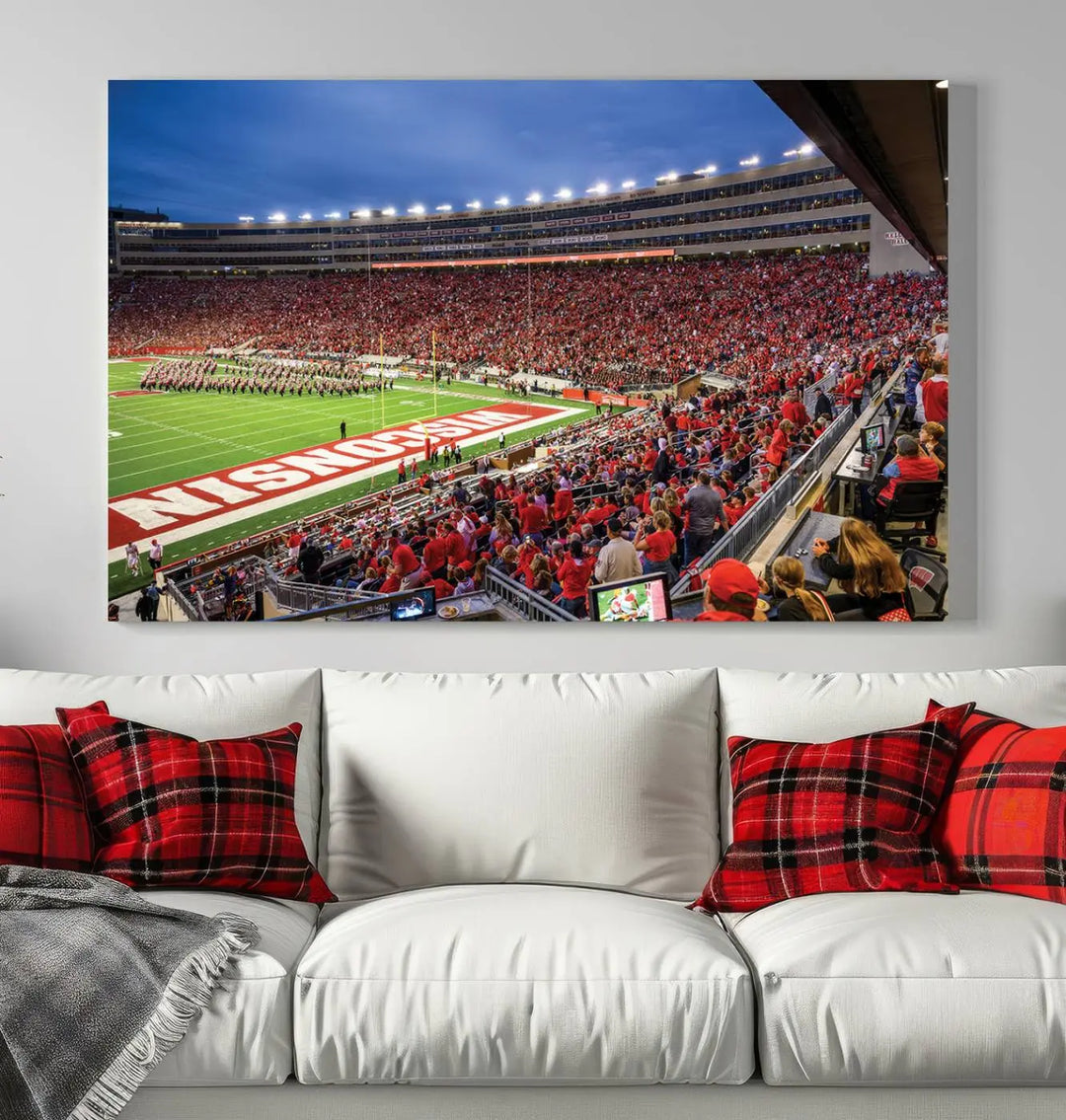 Wisconsin Badgers Football Team Print - Madison Camp Randall Stadium Wall Art Canvas Print