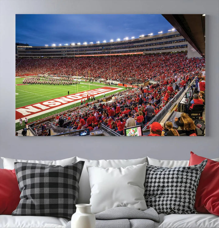 Wisconsin Badgers Football Team Print - Madison Camp Randall Stadium Wall Art Canvas Print