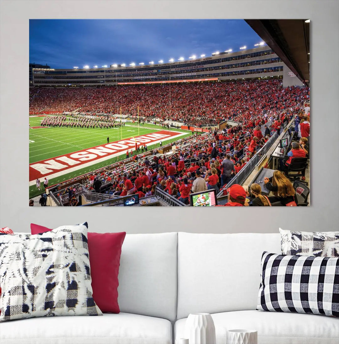 Wisconsin Badgers Football Team Print - Madison Camp Randall Stadium Wall Art Canvas Print