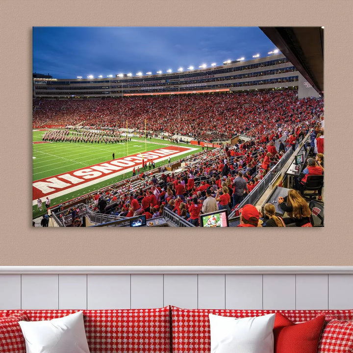 Wisconsin Badgers Football Team Print - Madison Camp Randall Stadium Wall Art Canvas Print